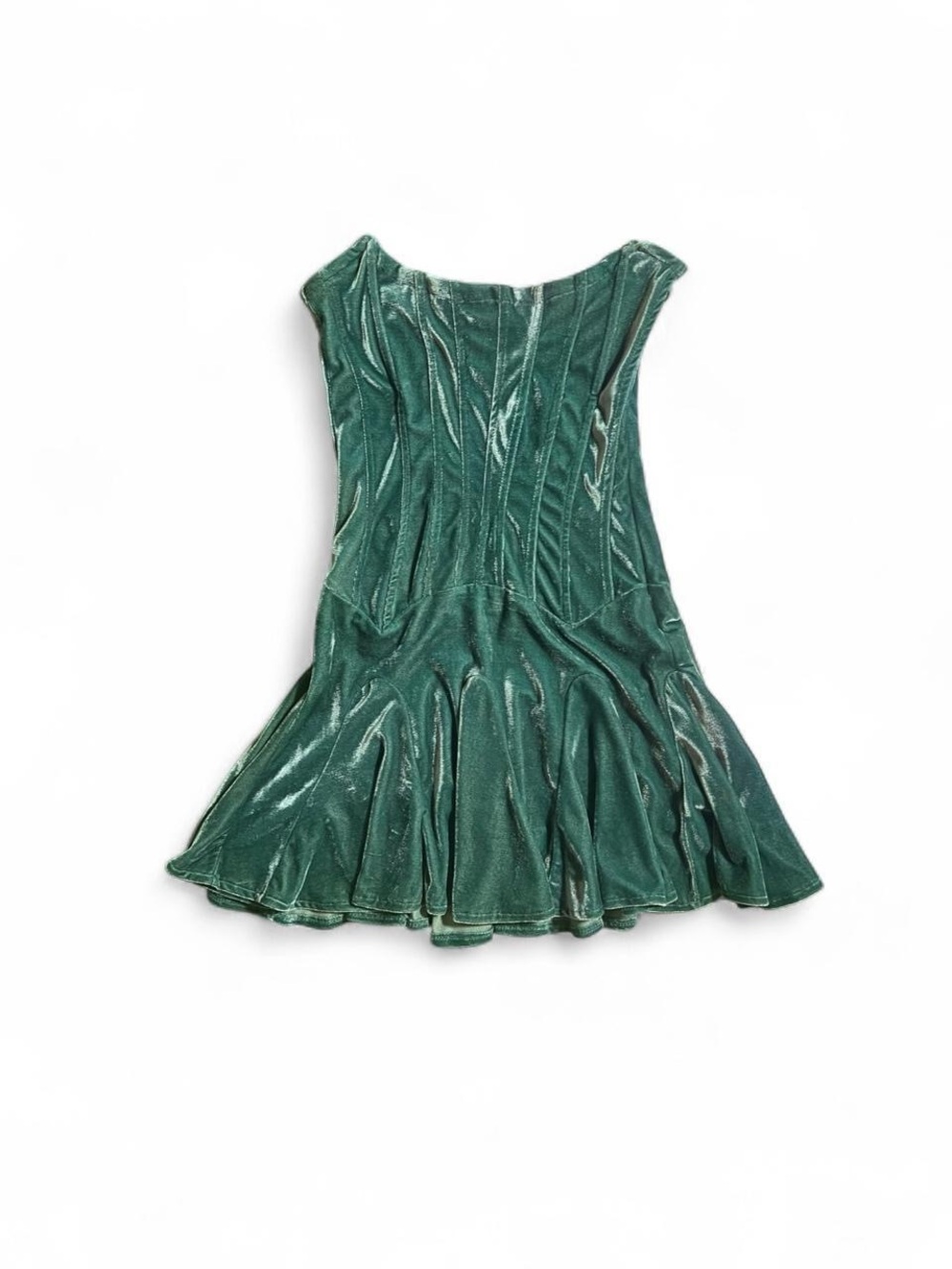 Vintage Green Velvet Grunge Babydoll Mini Dress Y2K